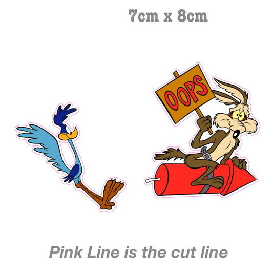 Road Runner and Wile E Coyote Funny  Vinyl decal Sticker 