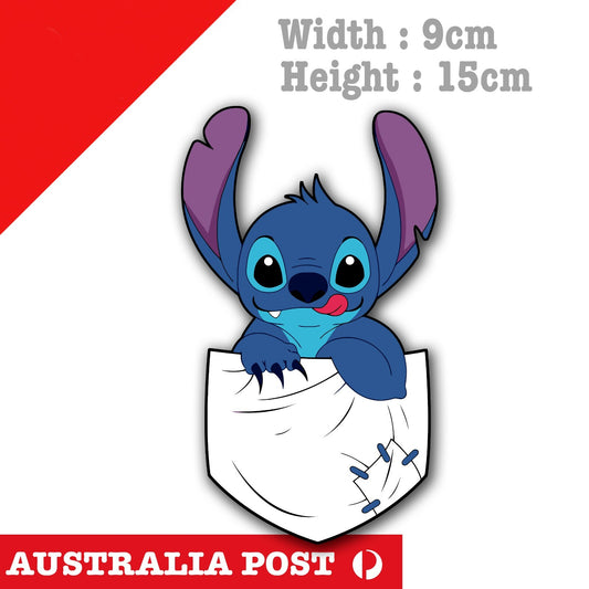 Disney  Lilo & Stitch Happy Pocket Funny Cartoon Character Decal Sticker