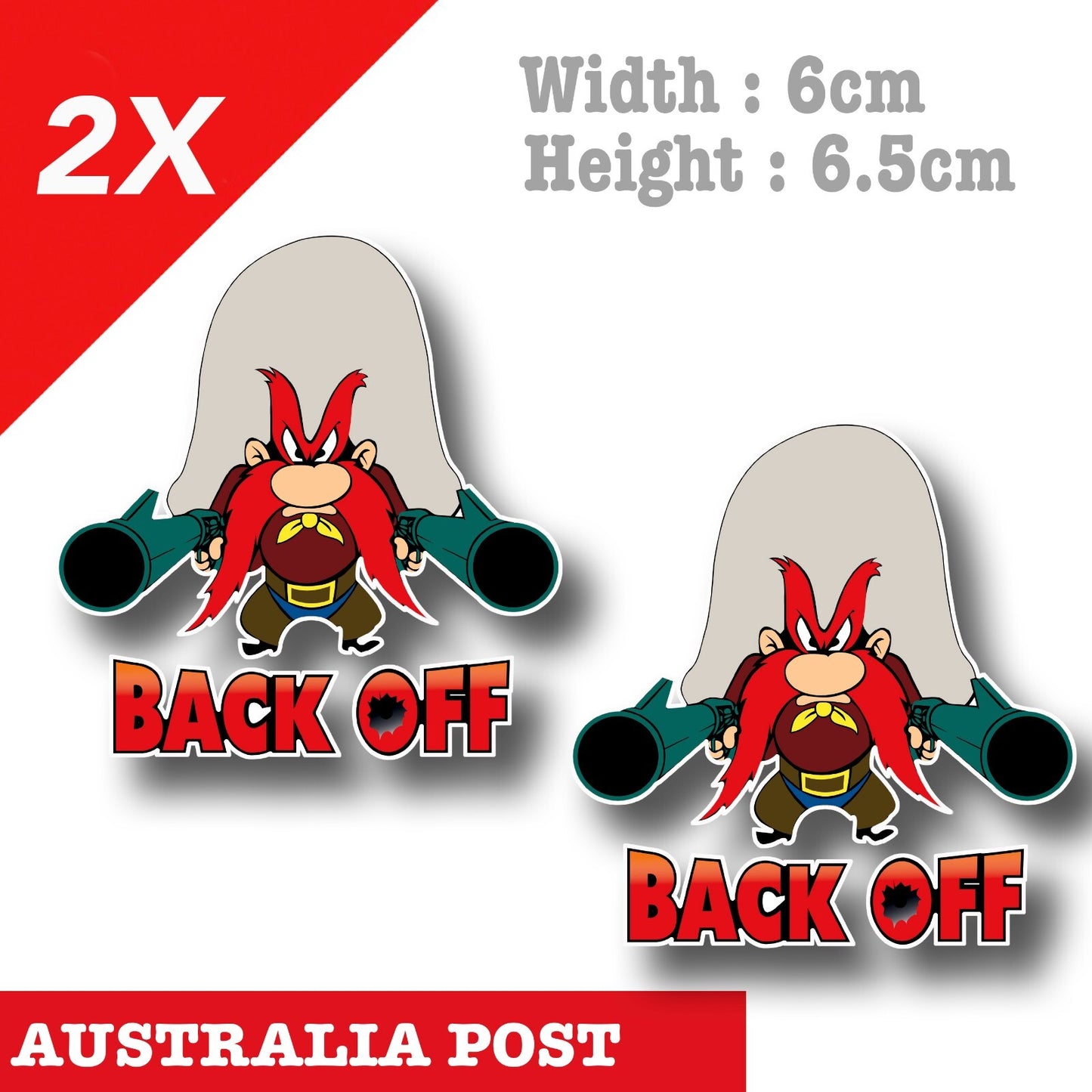 Yosemite Sam Back OFF  Funny Looney Tune cowboy x2 Decal Sticker