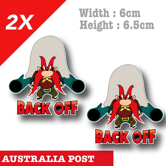 Yosemite Sam Back OFF  Funny Looney Tune cowboy x2 Decal Sticker