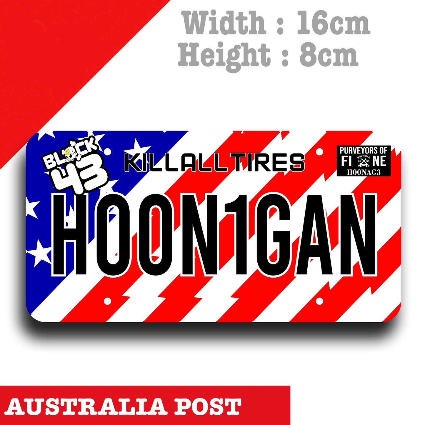 HOONIGAN Ken Block 43 Number Plate Flag JDM  Decal Sticker
