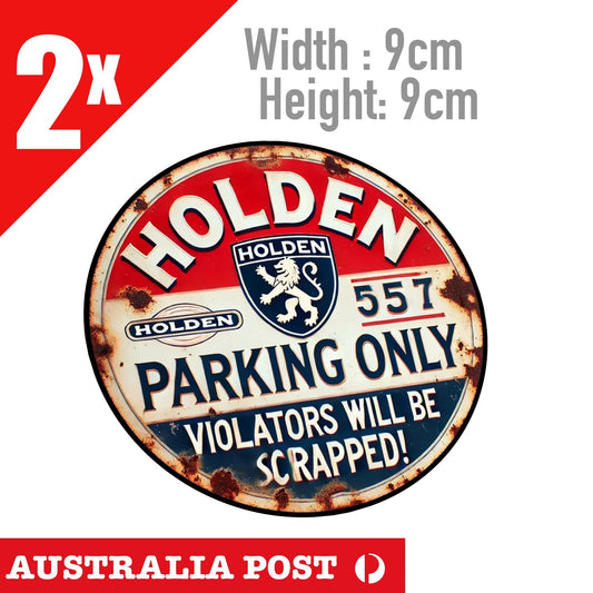 Holden Parking Sign Rustic Vintage Damage Round, Laptop , Car  Vinyl  Sticker