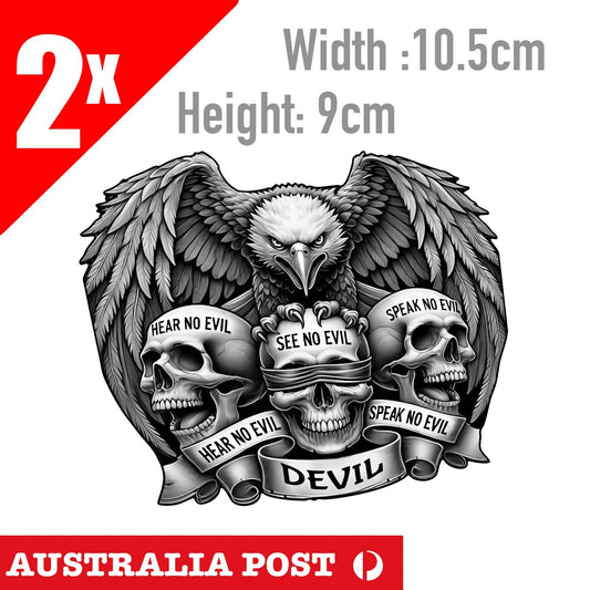 Evil Skull EAGLE , Motorcycle Helmet, Fuel Tank, Skull Logo Sticker