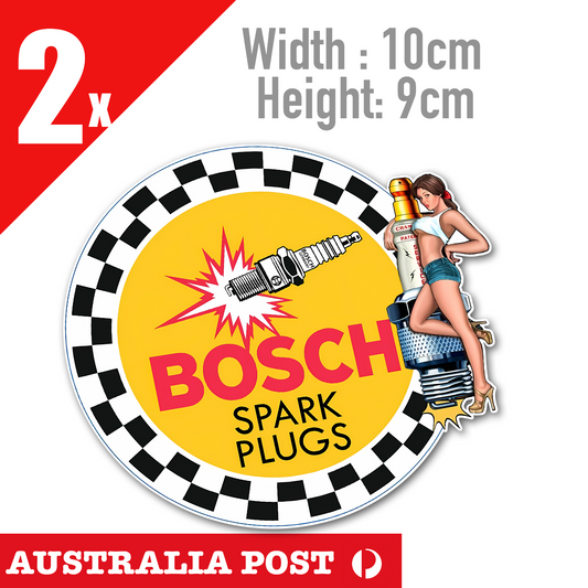 BOSCH Performance Spark Plugs Sexy Pin Up Girl Logo Cars & Motorcycles Stickers