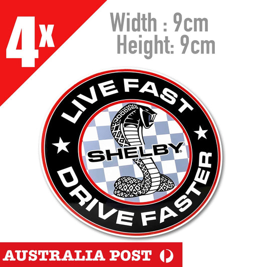 Ford Mustang Shelby Cobra GT500 Logo, Live Fast, Drive Faster Decal Stickers