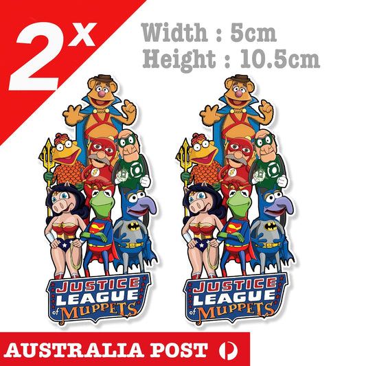 Kermit the Frog MUPPET Show, Justice League Funny Super Hero Characters Stickers