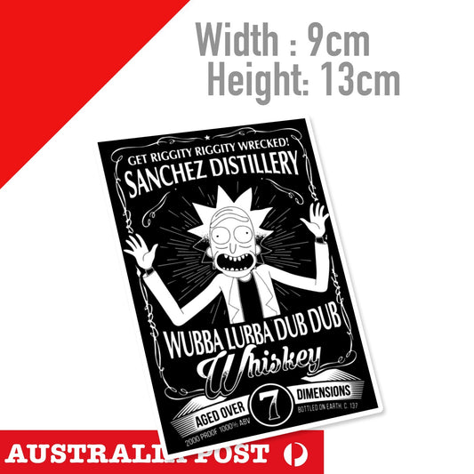 Rick and Morty Whiskey Label Laptop , Car  Vinyl  Sticker 