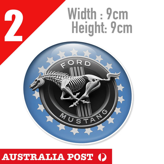 Ford Mustang SKULL PONY Blue Logo , Ford Mustang Pony Logo Stickers