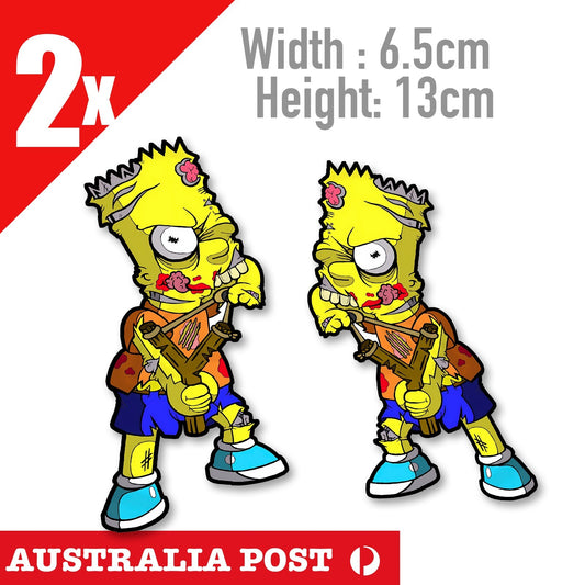 Zombie Bart ,The Simpsons, Bart Simpsons Zombie with Slingshot Vinyl Stickers