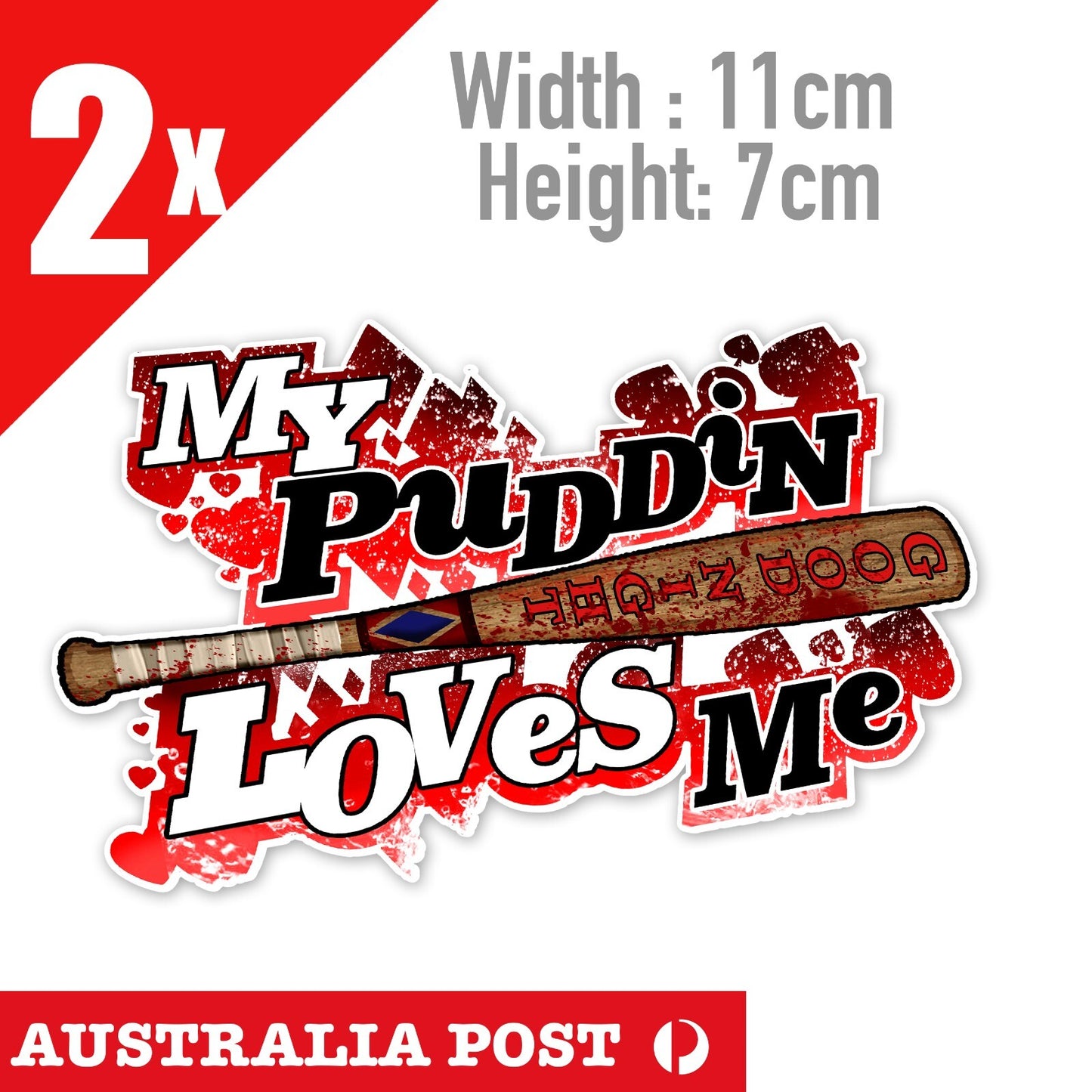 Harley Quinn Baseball Bat - My Puddin Loves Me Vinyl  Stickers