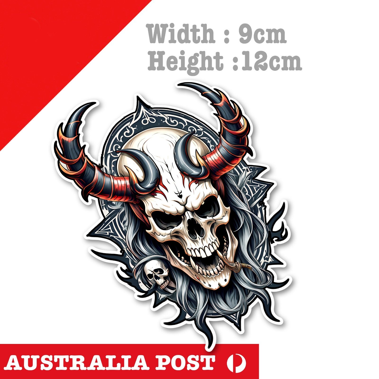 Demon SKULL, Skull Heads tattoo, Demon with horns Sticker