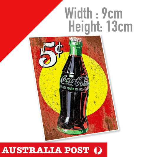 Coca Cola Vintage 5 Cent Rusted , Coca Cola Old Vintage Retro  Sticker