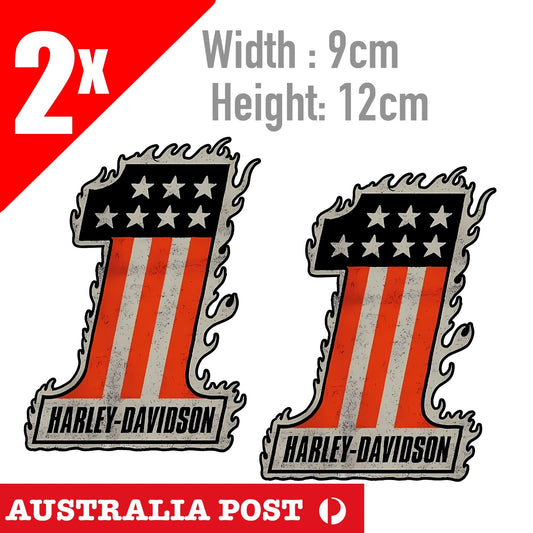 Harley Davidson American Flag Number 1 Logo,Helmet, Fuel Tank Sticker