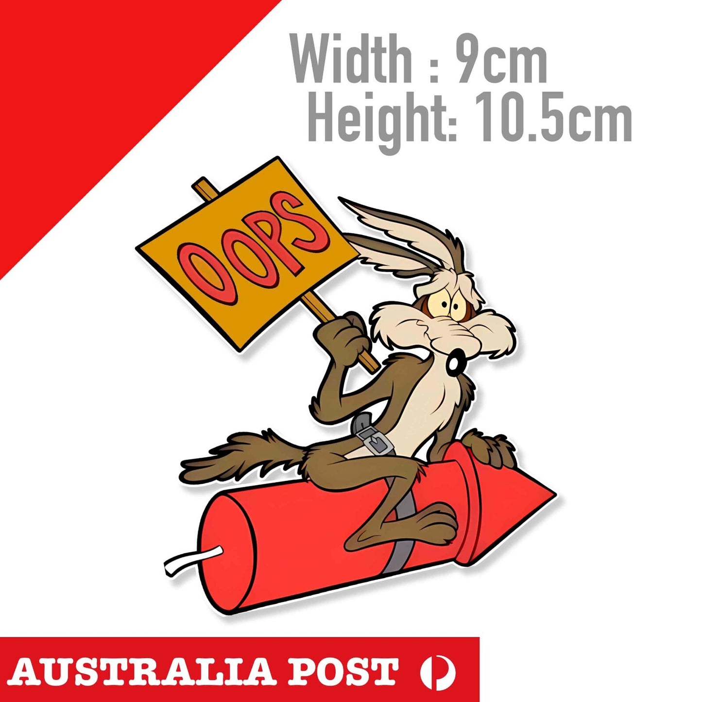 Road Runner - Wile E Coyote OOPS Rocket Funny  Vinyl  Sticker