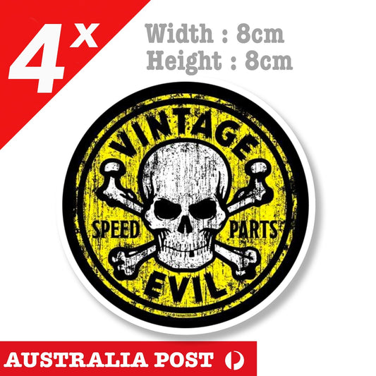 Evil Skull Speed Parts, Skull Logo Parts, Vintage Style Decal Sticker