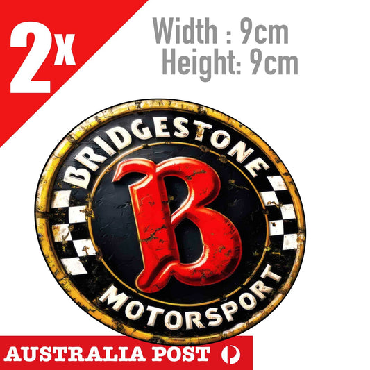 BRIDGESTONE Motorsport Racing Tyre logo, Rustic, Vintage Round Sticker