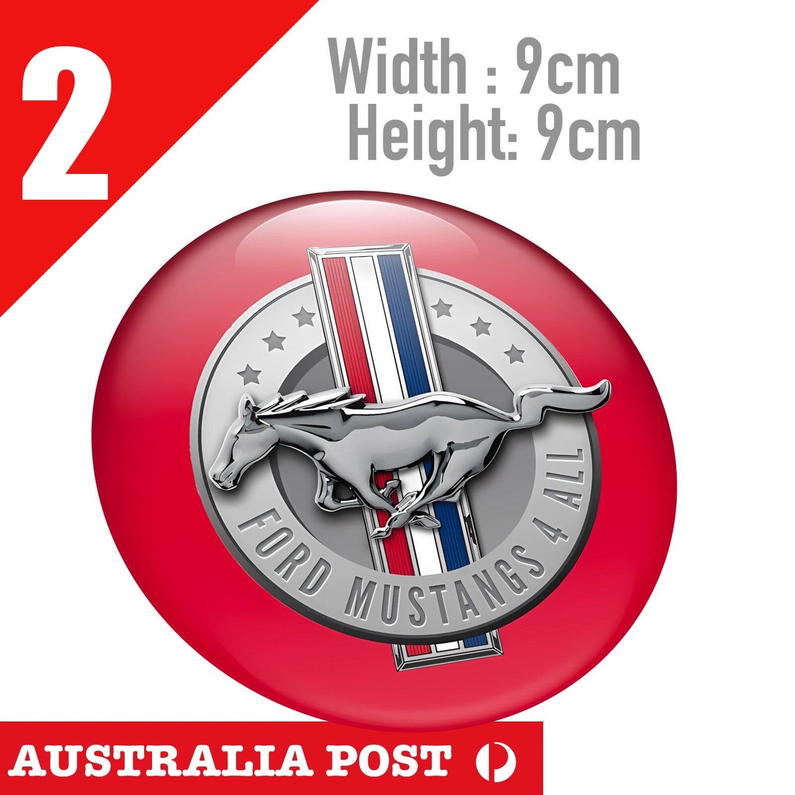 Ford Mustang PONY RED Round Logo , Ford Mustang Pony Logo Stickers