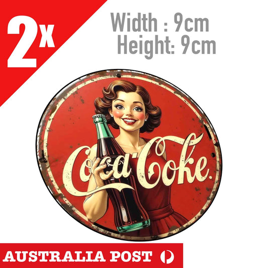 COCA COLA Vintage Rustic Style Sexy Pin Up Girl , Damage, Rust Sticker