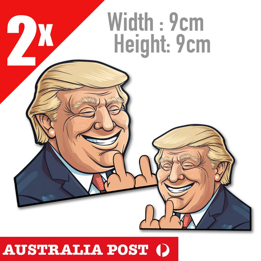 TRUMP 2024 Middle Finger Funny Character peeking x2 Stickers
