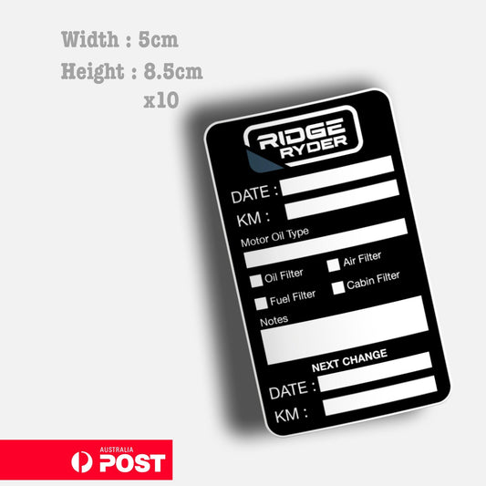 RIDGE Ryder Australia Change Service Reminder x10 Stickers , Cars  Sticker