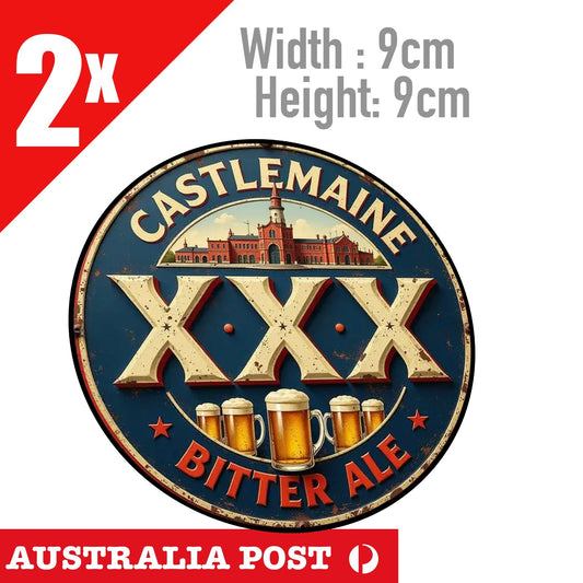 CASTLEMAINE XXXX MAN BEER  Vintage Rustic Damaged Retro Sign  Sticker