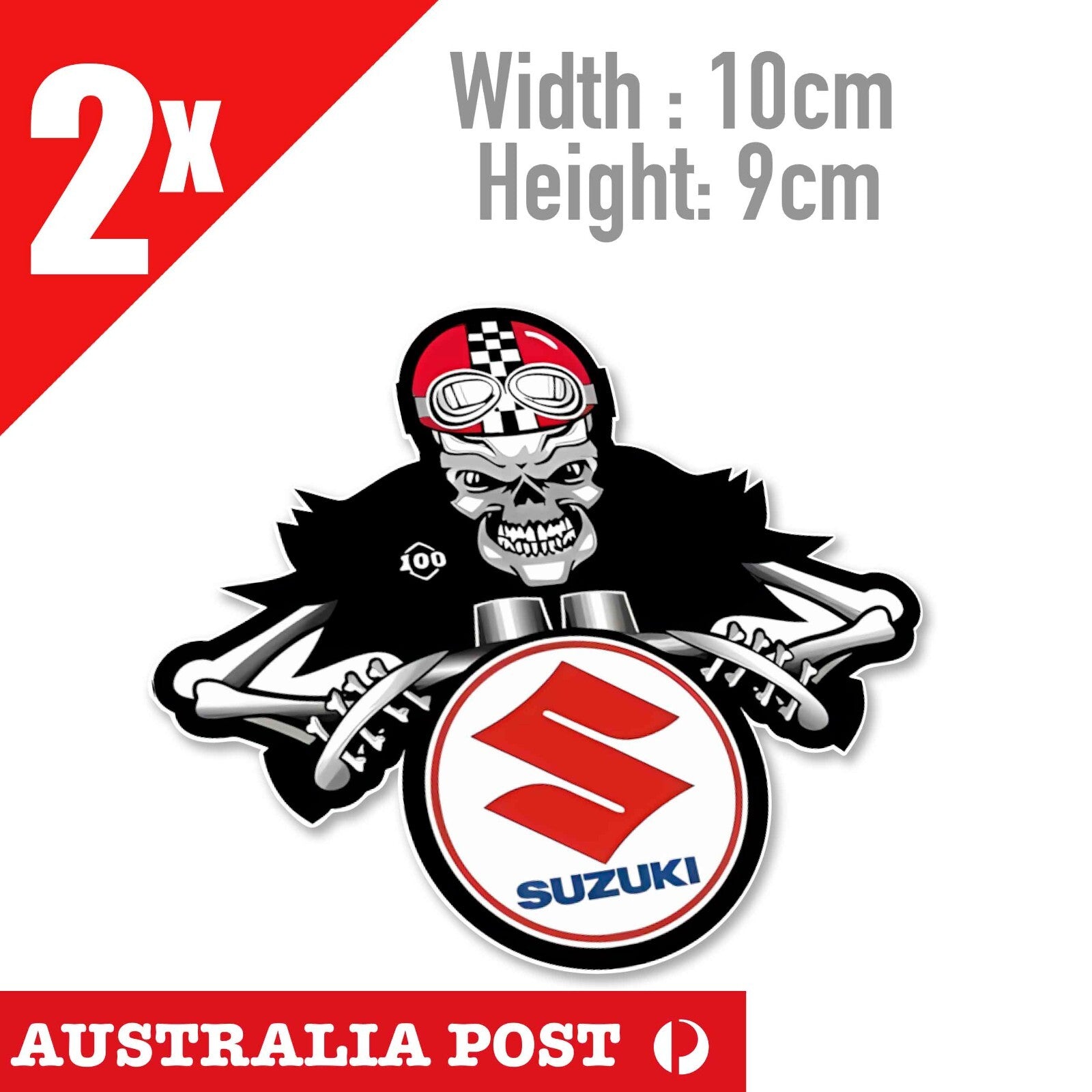 Suzuki Logo Skull Biker 2x Stickers
