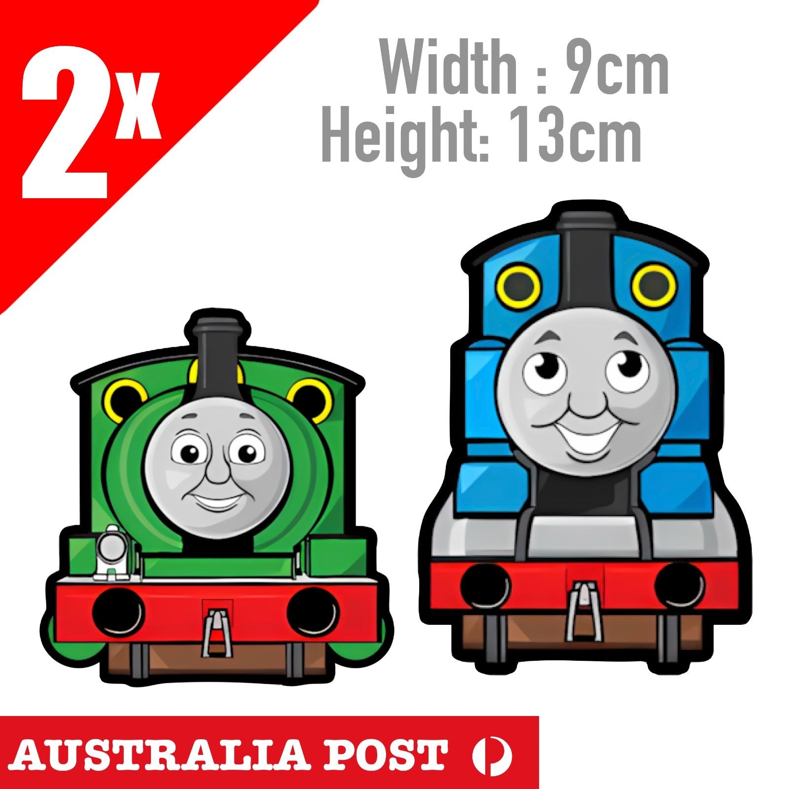 Thomas the Tank Engine  & Percy, The green #6 engine Cartoon   Decal Sticker