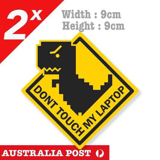 Chrome Dino T-Rex Dont Touch My Laptop  Laptop , Car  Decal Sticker 