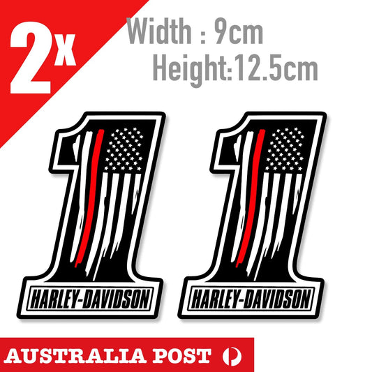 Harley Davidson 1 Sticker USA Flag Motorcycle Logo Mancave Car Tool Sticker