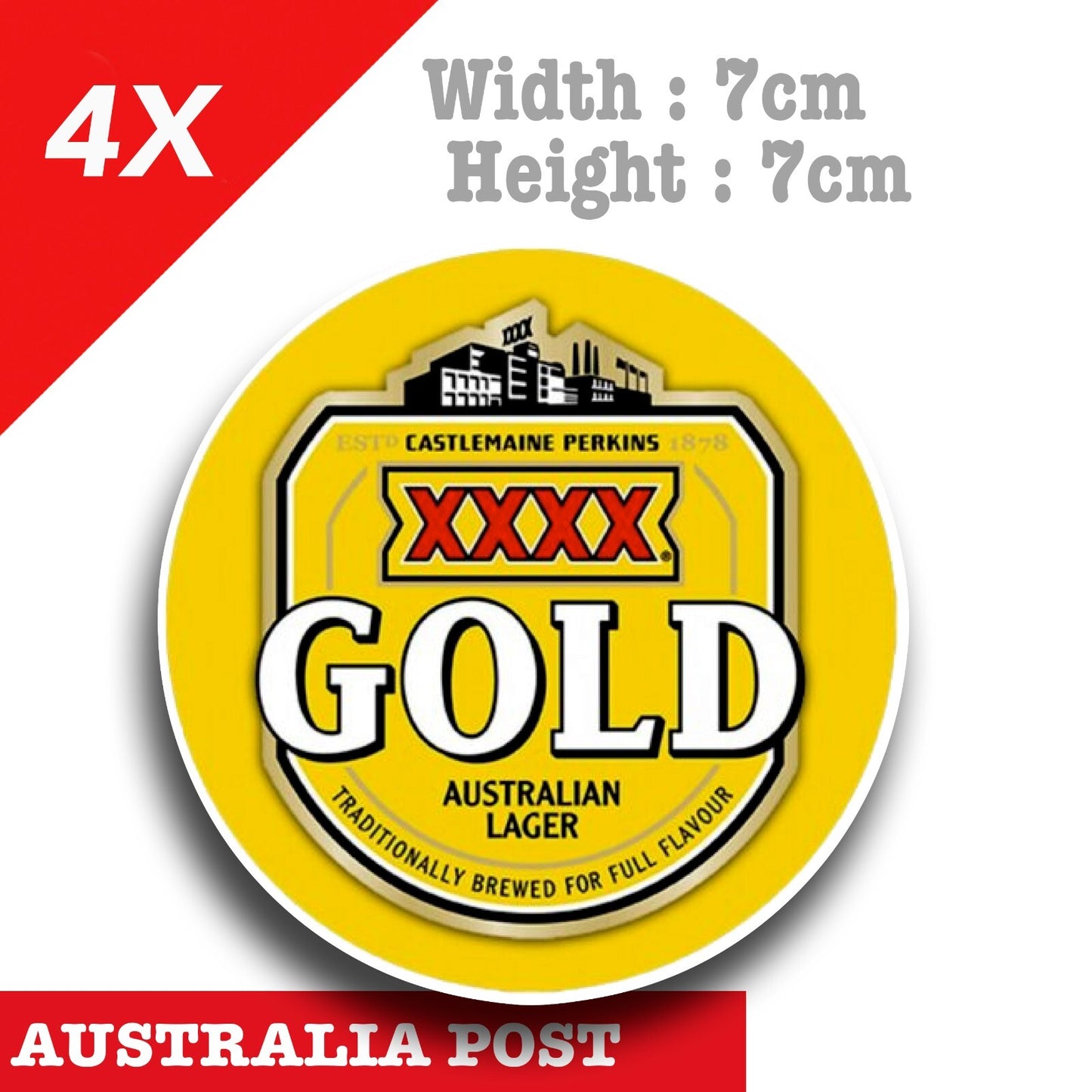 CASTLEMAINE XXXX MAN BEER Gold Round Logo  Sticker