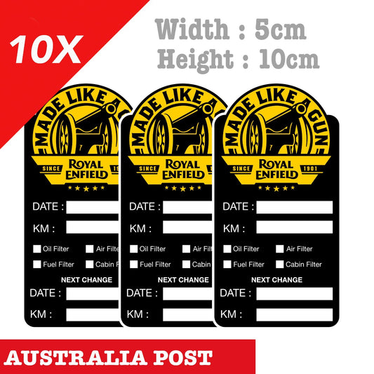 Royal Enfield Change Service Reminder x10 Black Stickers , Cars Vans Sticker