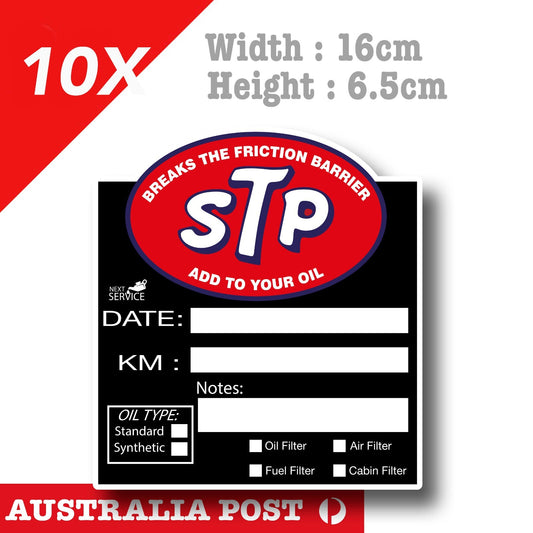 STP Lubricant  Oil Change Service Reminder x10 Pack , Cars Vans Stickers