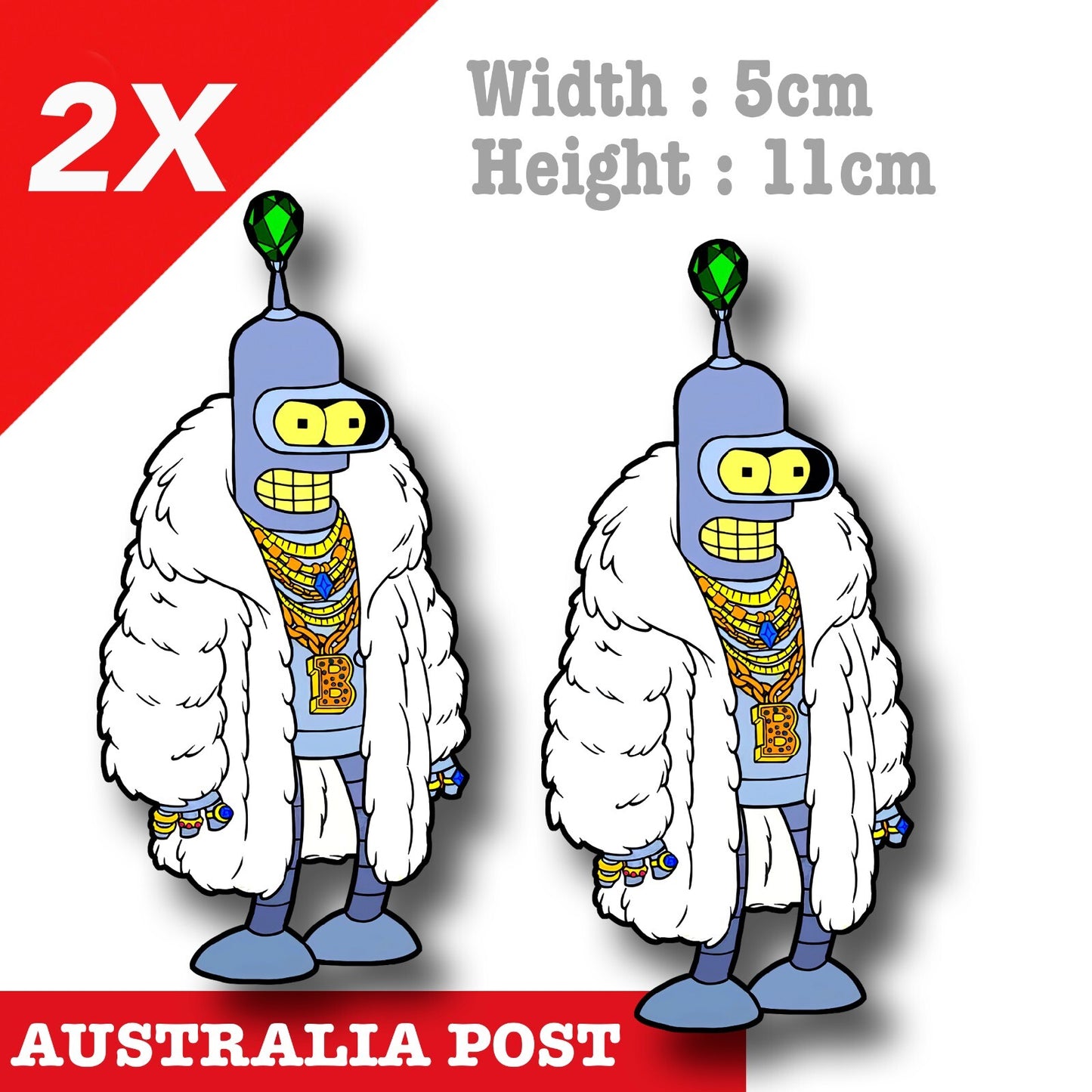 Bender as Pimp Futurama , Bender Robot  Cartoon Vinyl  Sticker