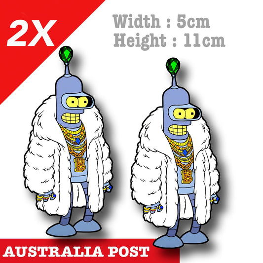 Bender as Pimp Futurama , Bender Robot  Cartoon Vinyl  Sticker