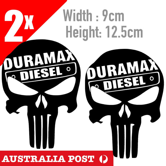 Duramax Diesel Punishment Skull Head, Silverado, Chevy Window Sticker