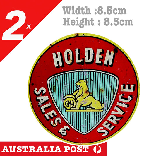 Vintage Holden SALES & SERVICE Garage Sign, Rusted, Old Dirty Sticker