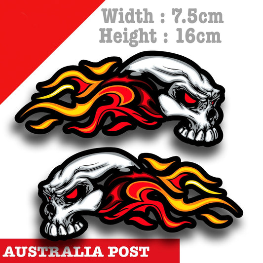 Flame Skull motorcycle , Red Eye Skull, Fuel Tank, Helmet Decal Stickers