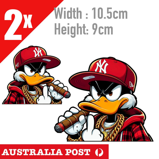 Daffy Duck Middle Finger Funny Cartoon Character with Cigar Funny Rude Stickers