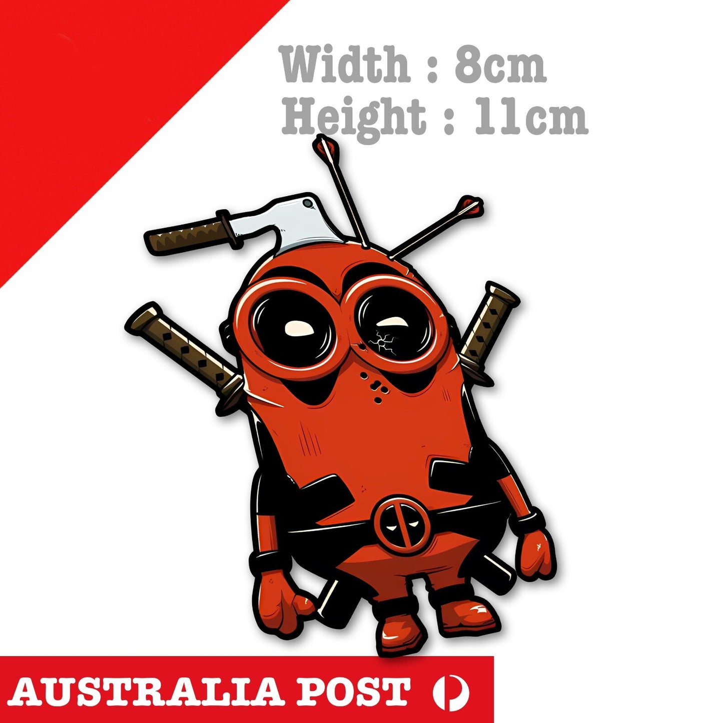 Minions as Deadpool Funny Marvel Character, Minnios Funny Sticker