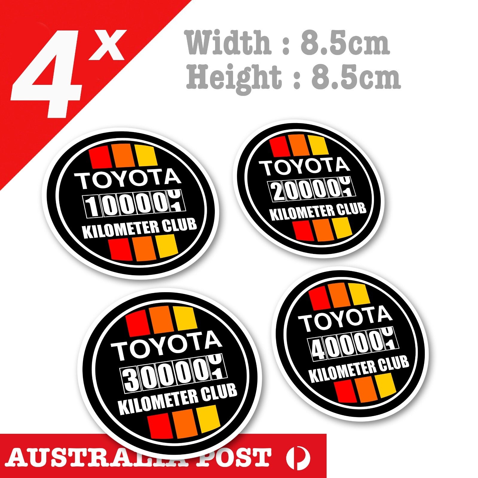 Toyota High KILOMETER Club 4WD 4X4 Japanese Vintage Retro Logo Stickers