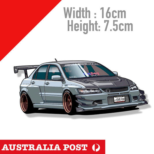 Mitsubishi Lancer EVO VII JDM Car, Ralli Racing Car with Carbon Fiber  Sticker