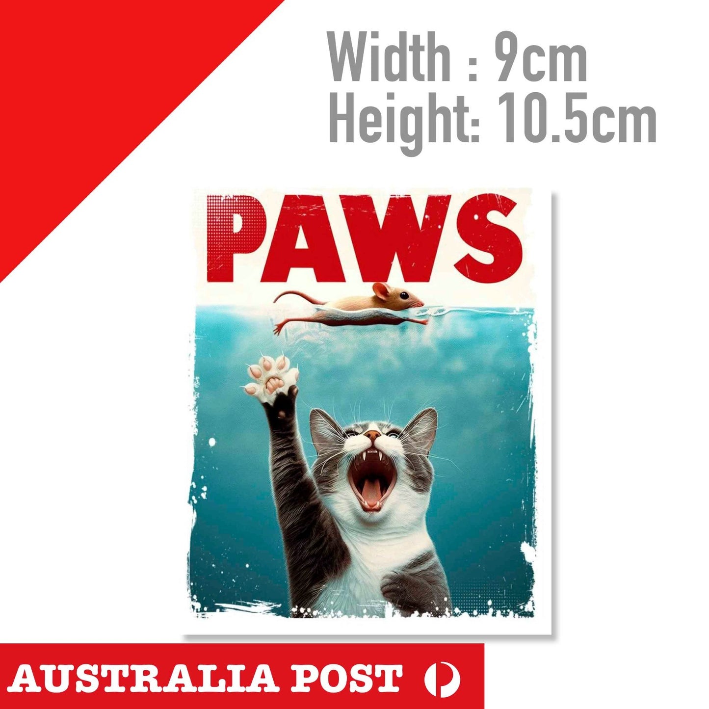 JAWS Cat PAWS Funny Poster, funny cat Sticker