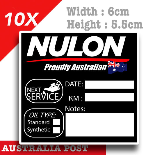 NULON Oil Change Service Reminder x10 Pack , Cars Vans Stickers