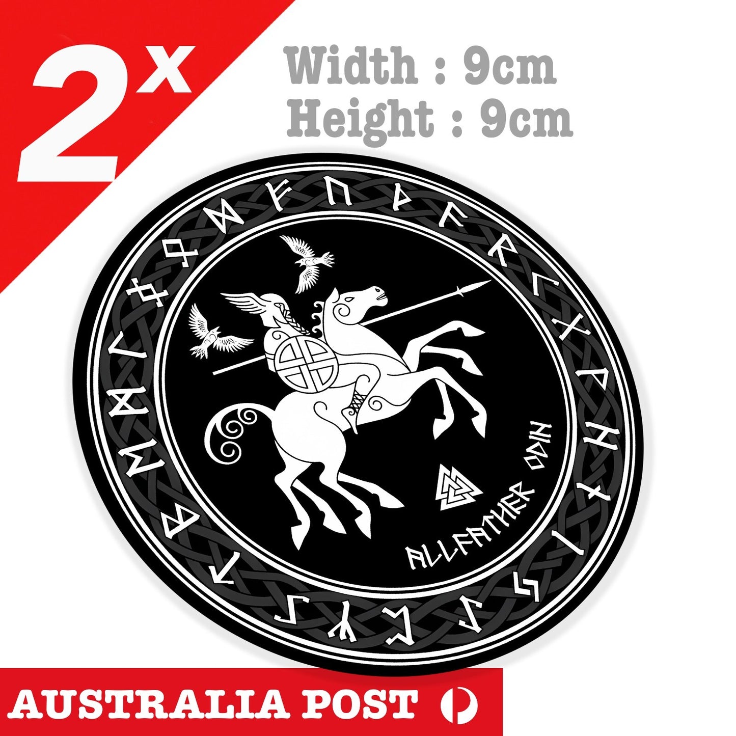 Odin Viking Riding on a horse Sleipnir, Odin Viking Horse Round Badge Stickers