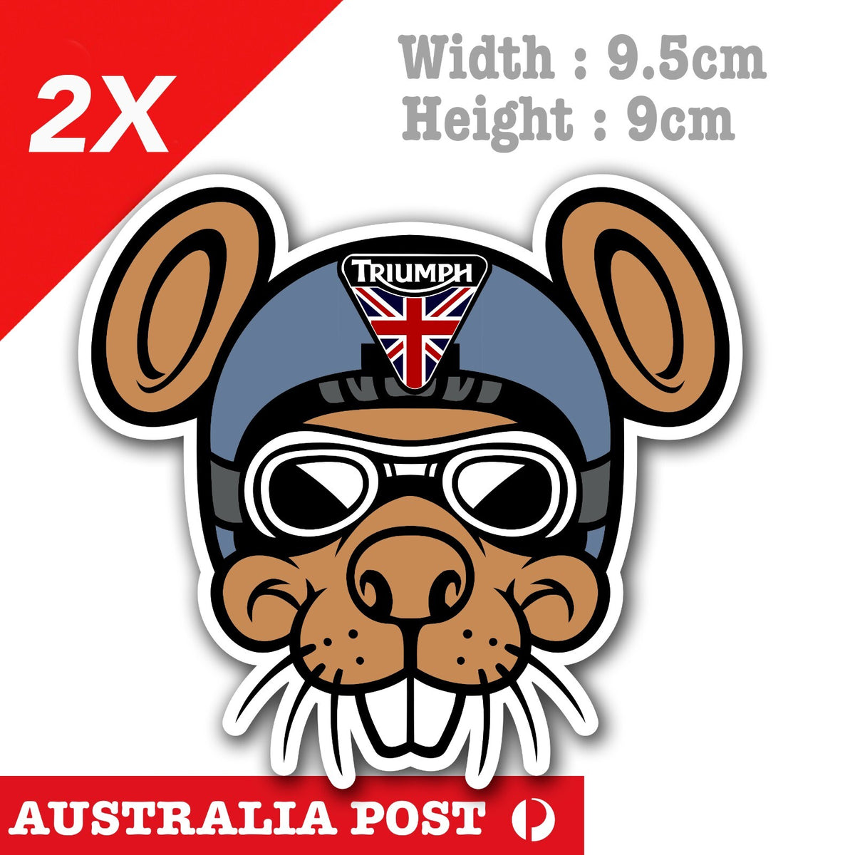 Triumph Motorcycle MouseRacing Mouse, Triumph Logo, Helmet, Fuel Tank Sticker