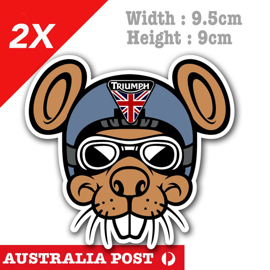 Triumph Motorcycle MouseRacing Mouse, Triumph Logo, Helmet, Fuel Tank Sticker