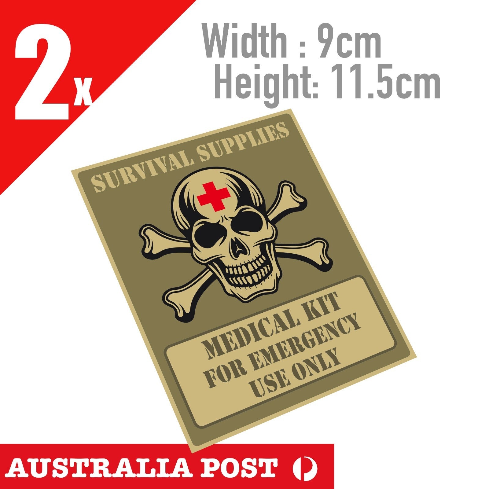 SURVIVAL Supplies MEDICAL KIT, For Emergency Only Warning  Stickers