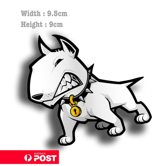 White Bull Terrier Atom Security Aggressive Dog Laptop , Car  Decal Sticker 