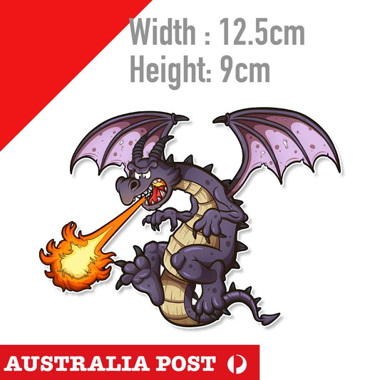 Dragon Spitting Fire Funny Cartoon Character Decal Sticker