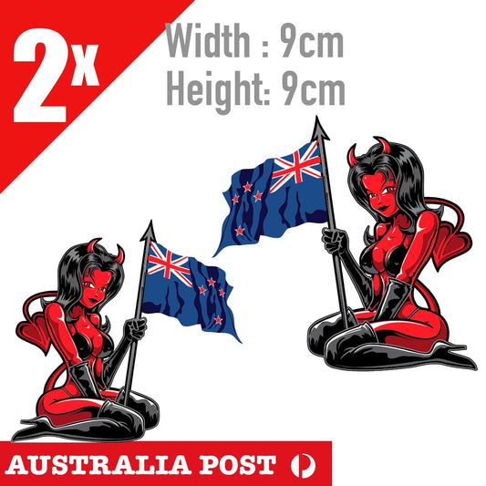 RED DEVIL GIRL,  SEXY PIN UP GIRL Australian Flag , Laptop , Car  Sticker